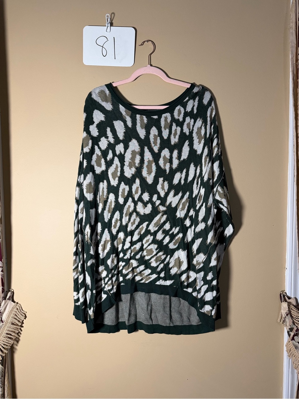 Wonderly Olive Green Animal Print Lightweight Pullover